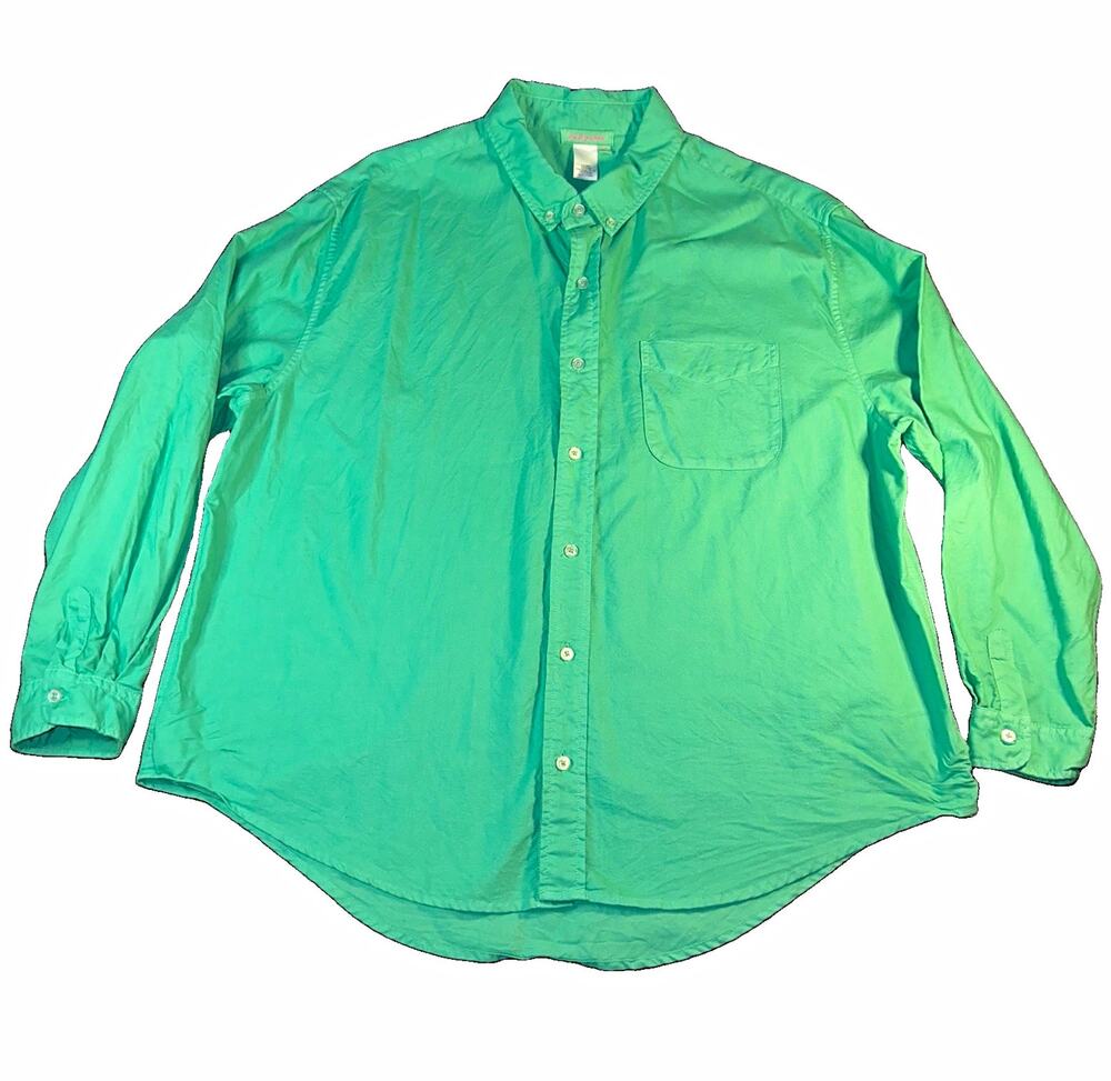 Fresh Produce Shirt Womens XXL Kelly Green Cotton Button Up Long Sleeve Oxford